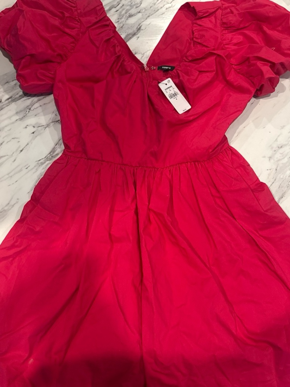 Express Hot Pink Puff Sleeve Casual Dress